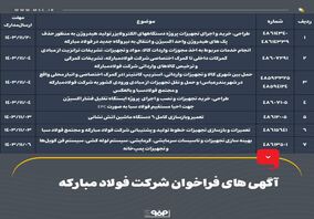 آگهی های فراخوان شرکت فولاد مبارکه