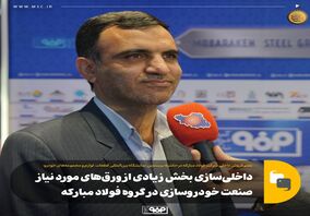 داخلی‌سازی بخش زیادی از ورق‌های مورد نیاز صنعت خودروسازی در گروه فولاد مبارکه