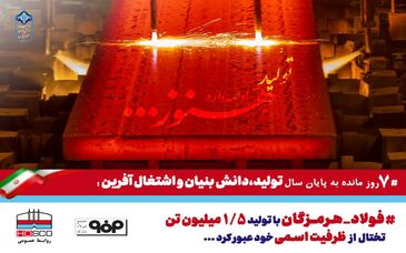 فولاد هرمزگان با تولید ۱/۵ میلیون تن تختال از ظرفیت اسمی خود عبور کرد