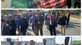 حضور جمعی از مدیران و کارکنان شرکت فولاد اکسین خوزستان در راهپیمایی ۱۳ آبان