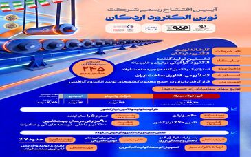 آیین افتتاح رسمی شرکت نوین الکترود اردکان تا ساعاتی دیگر 
