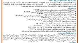  چاپ و انتشار آگهی دعوت به مجمع عمومی عادی سالیانه صاحبان سهم شرکت آلومینای ایران در روزنامه های

