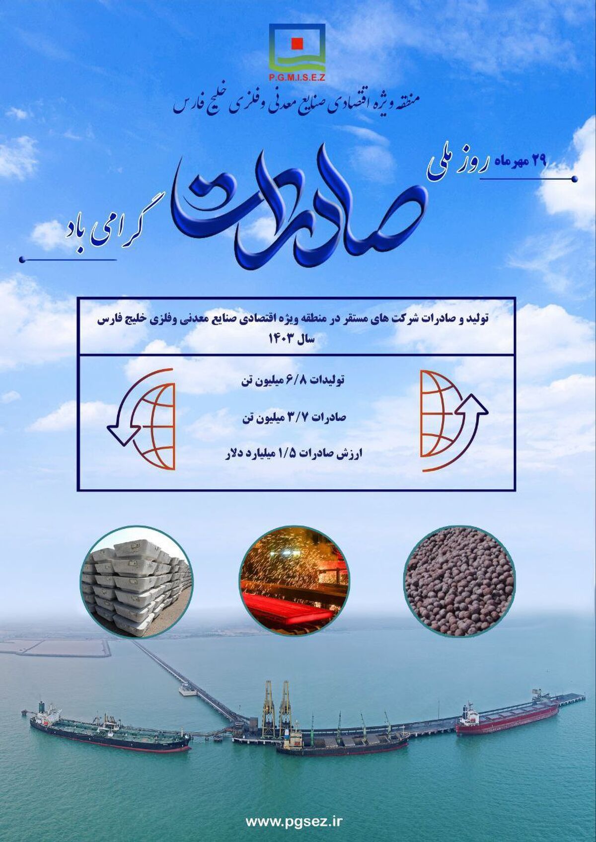 آمار تولید و صادرات در منطقه ویژه اقتصادی خلیج فارس(زیرمجموعه ایمیدرو) طی سال ۱۴۰۳
