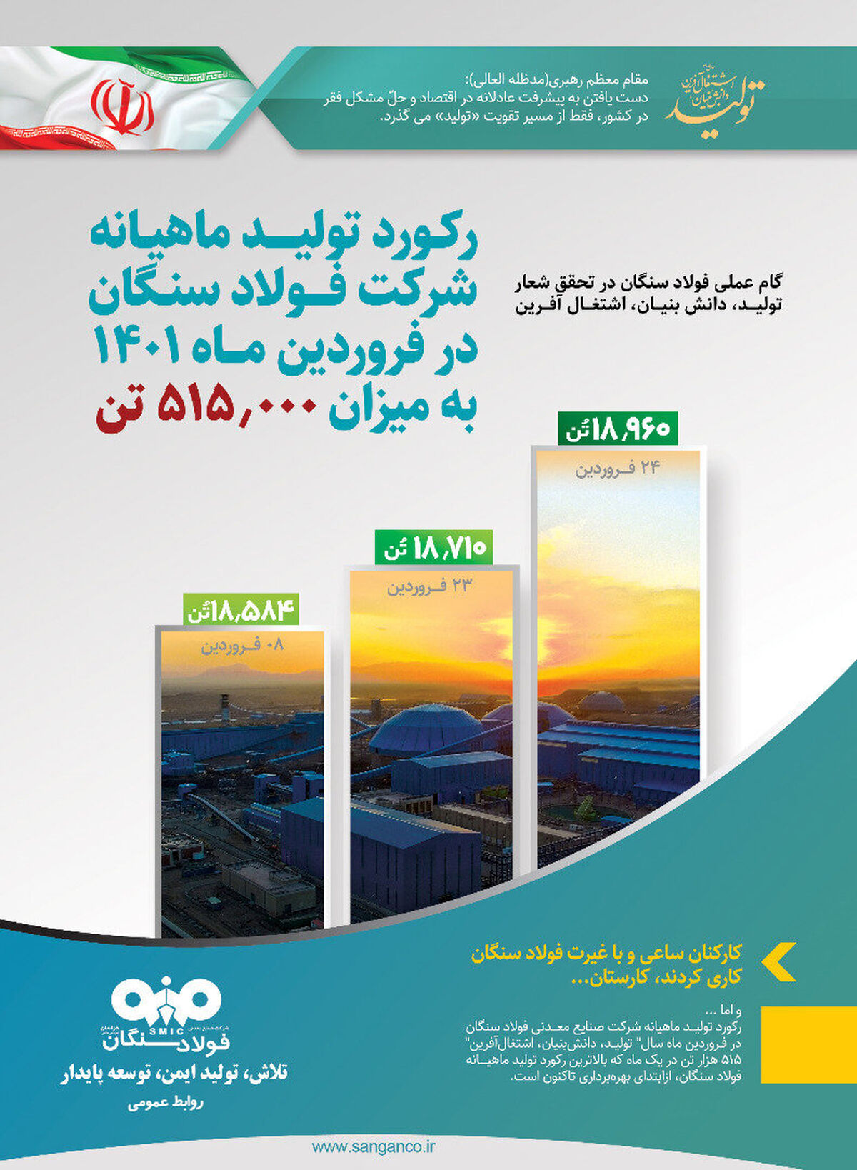 ثبت رکورد تولید ماهیانه گندله در فولاد سنگان