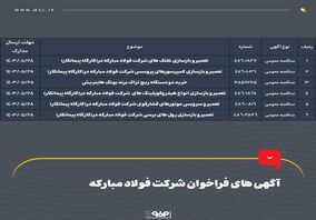آگهی های فراخوان شرکت فولاد مبارکه