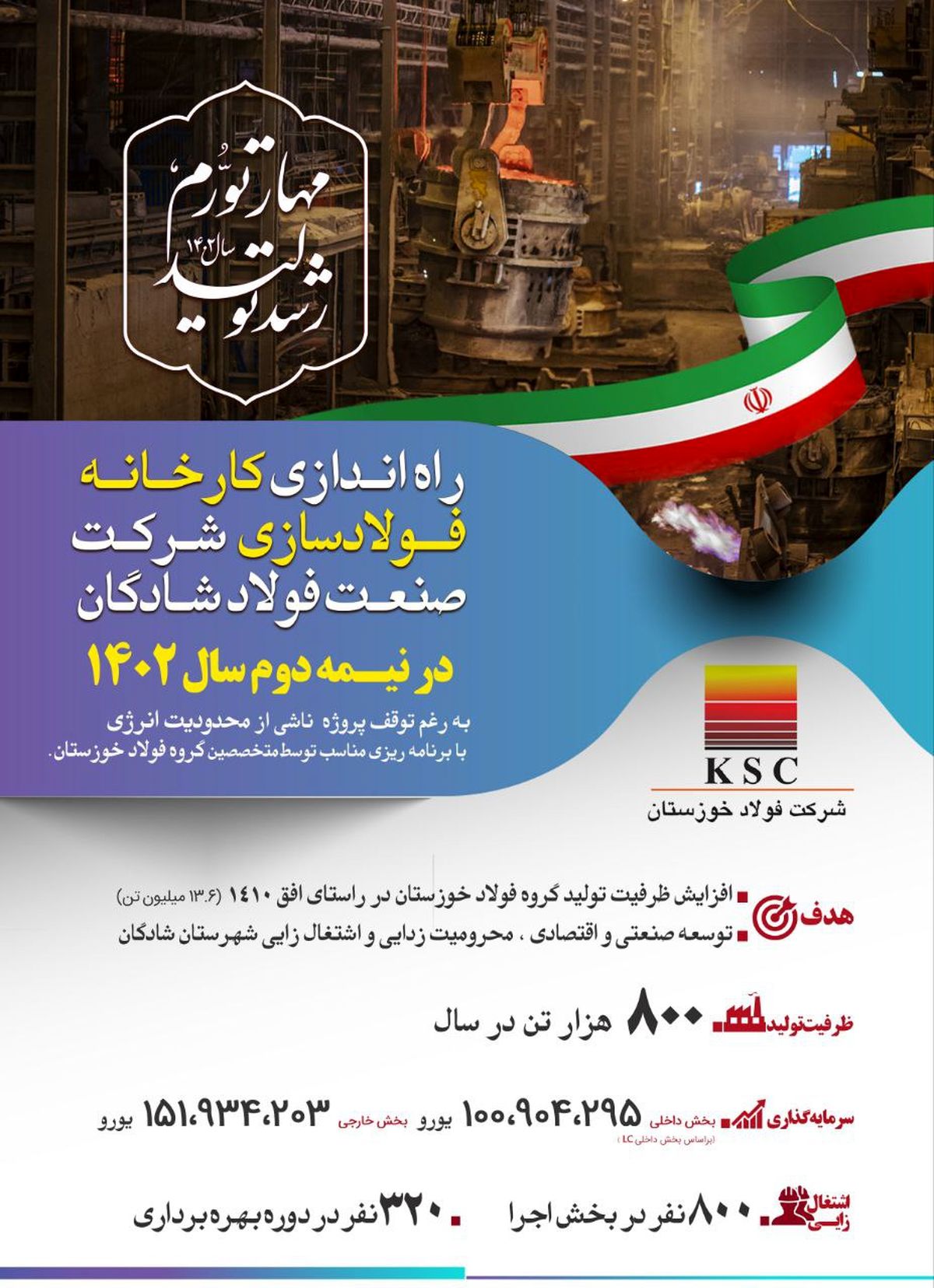 کارخانه فولاد سازی شادگان در نیمه دوم سال راه اندازی می شود