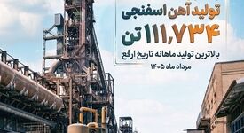 ثبت رکورد جدید تولید آهن اسفنجی در شرکت آهن و فولاد ارفع