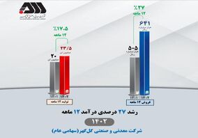 رشد 27 درصدی 12 ماهه شرکت معدنی و صنعتی گل گهر